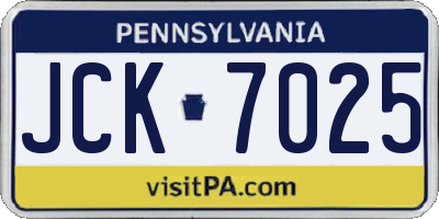 PA license plate JCK7025