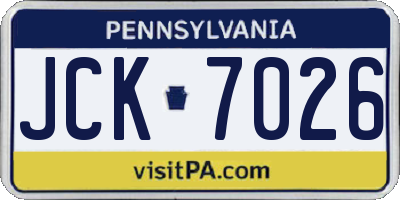 PA license plate JCK7026