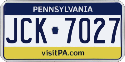 PA license plate JCK7027