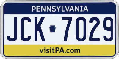 PA license plate JCK7029