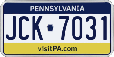 PA license plate JCK7031