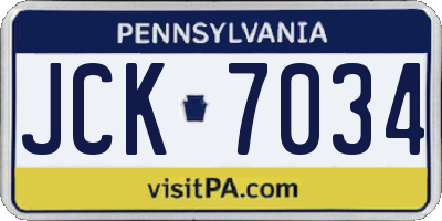 PA license plate JCK7034