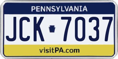 PA license plate JCK7037