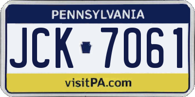 PA license plate JCK7061