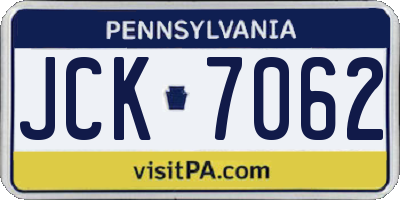 PA license plate JCK7062