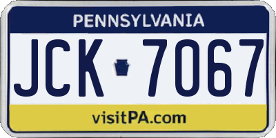 PA license plate JCK7067