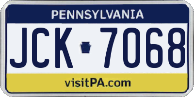 PA license plate JCK7068