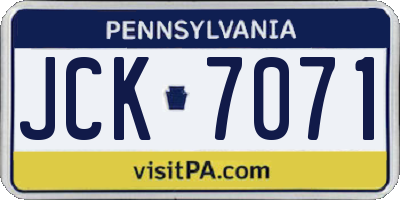 PA license plate JCK7071