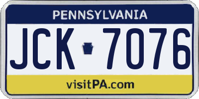 PA license plate JCK7076