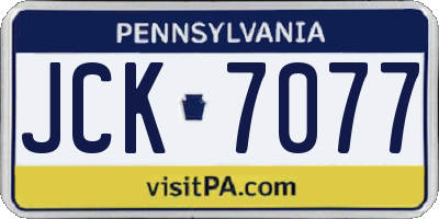 PA license plate JCK7077