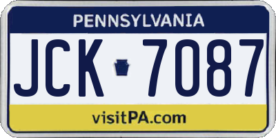 PA license plate JCK7087