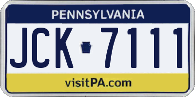 PA license plate JCK7111