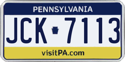 PA license plate JCK7113