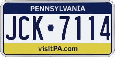 PA license plate JCK7114