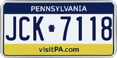 PA license plate JCK7118