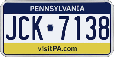 PA license plate JCK7138