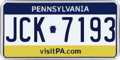 PA license plate JCK7193