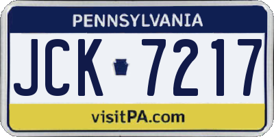 PA license plate JCK7217