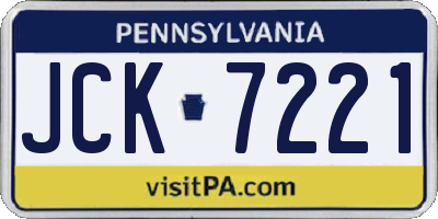 PA license plate JCK7221