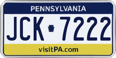 PA license plate JCK7222