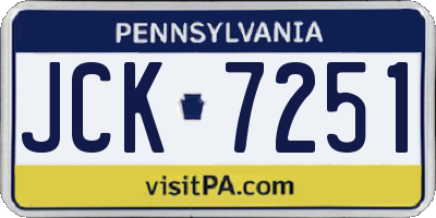 PA license plate JCK7251