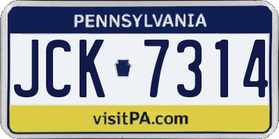 PA license plate JCK7314