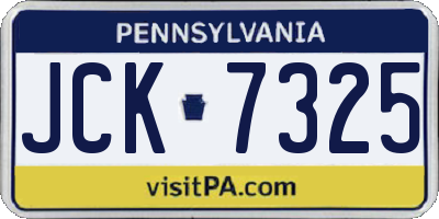 PA license plate JCK7325