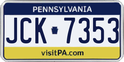 PA license plate JCK7353
