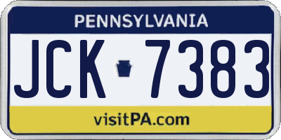 PA license plate JCK7383