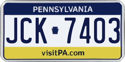PA license plate JCK7403
