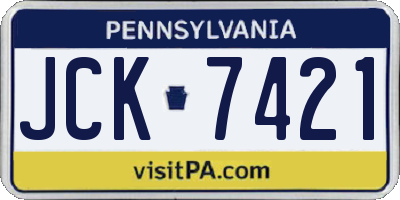 PA license plate JCK7421