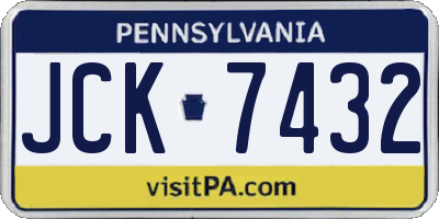 PA license plate JCK7432