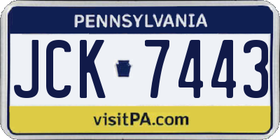 PA license plate JCK7443