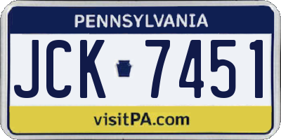 PA license plate JCK7451