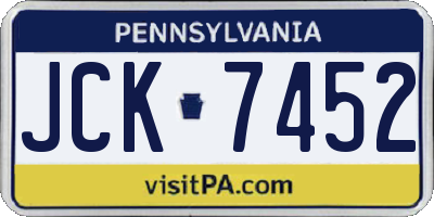 PA license plate JCK7452