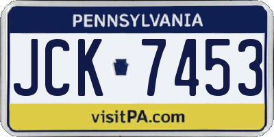 PA license plate JCK7453