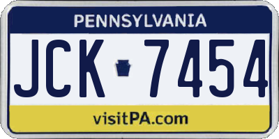 PA license plate JCK7454