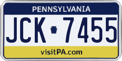 PA license plate JCK7455