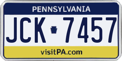PA license plate JCK7457