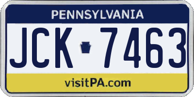 PA license plate JCK7463