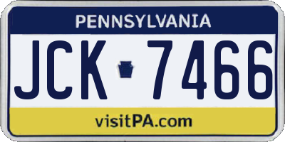 PA license plate JCK7466