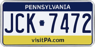 PA license plate JCK7472