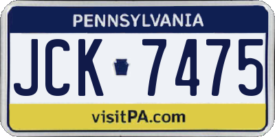 PA license plate JCK7475