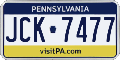 PA license plate JCK7477