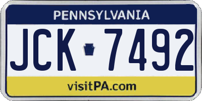 PA license plate JCK7492