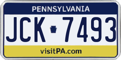 PA license plate JCK7493