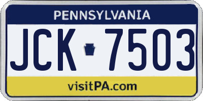 PA license plate JCK7503