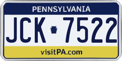 PA license plate JCK7522