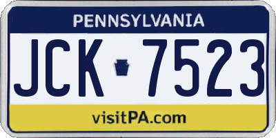 PA license plate JCK7523
