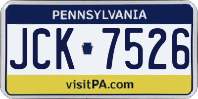 PA license plate JCK7526